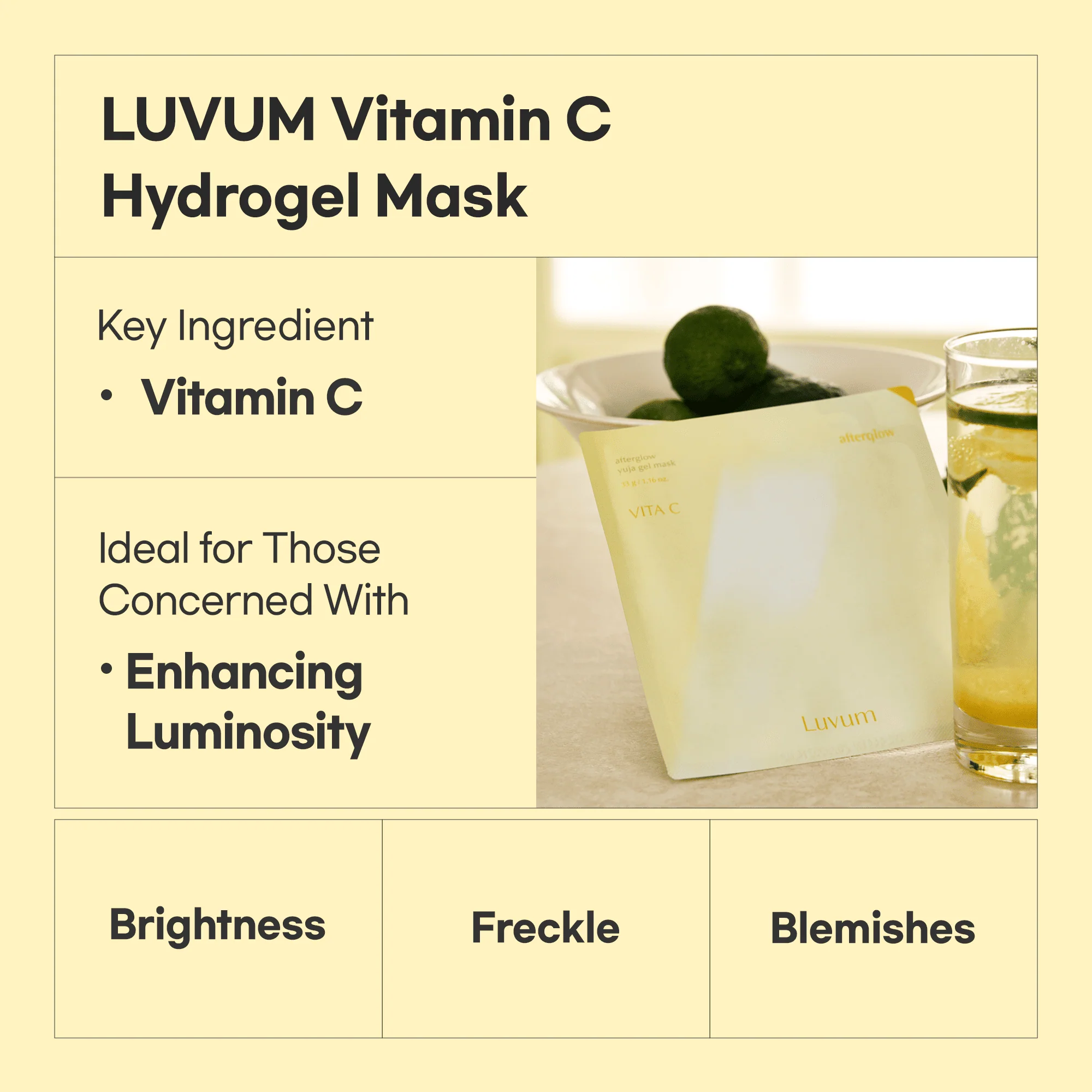 Luvum Afterglow Yuja Gel Mask 33g/5sheets – Masque Éclat Hydratant à la Yuja pour Peau Lumineuse - Image 5