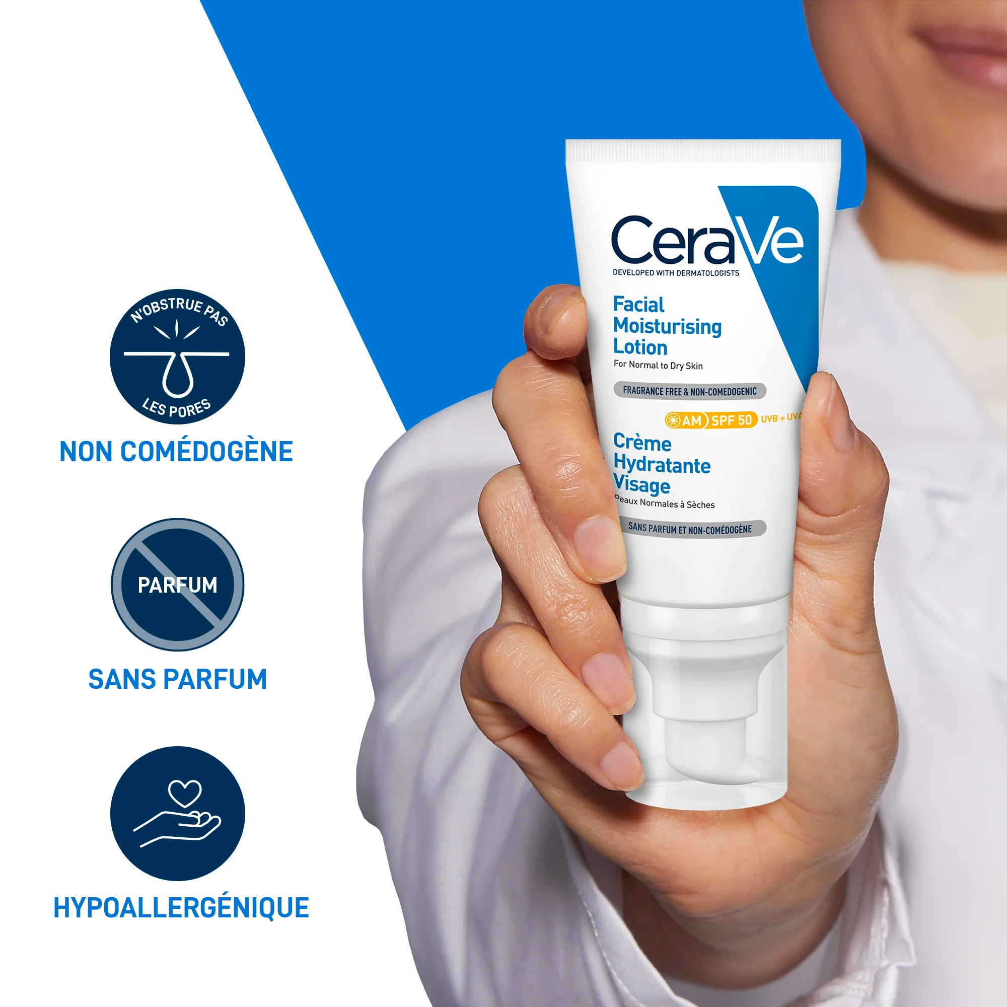 CeraVe Crème Hydratante Visage SPF 50 Peaux Normales À Sèches 52ml - Image 6