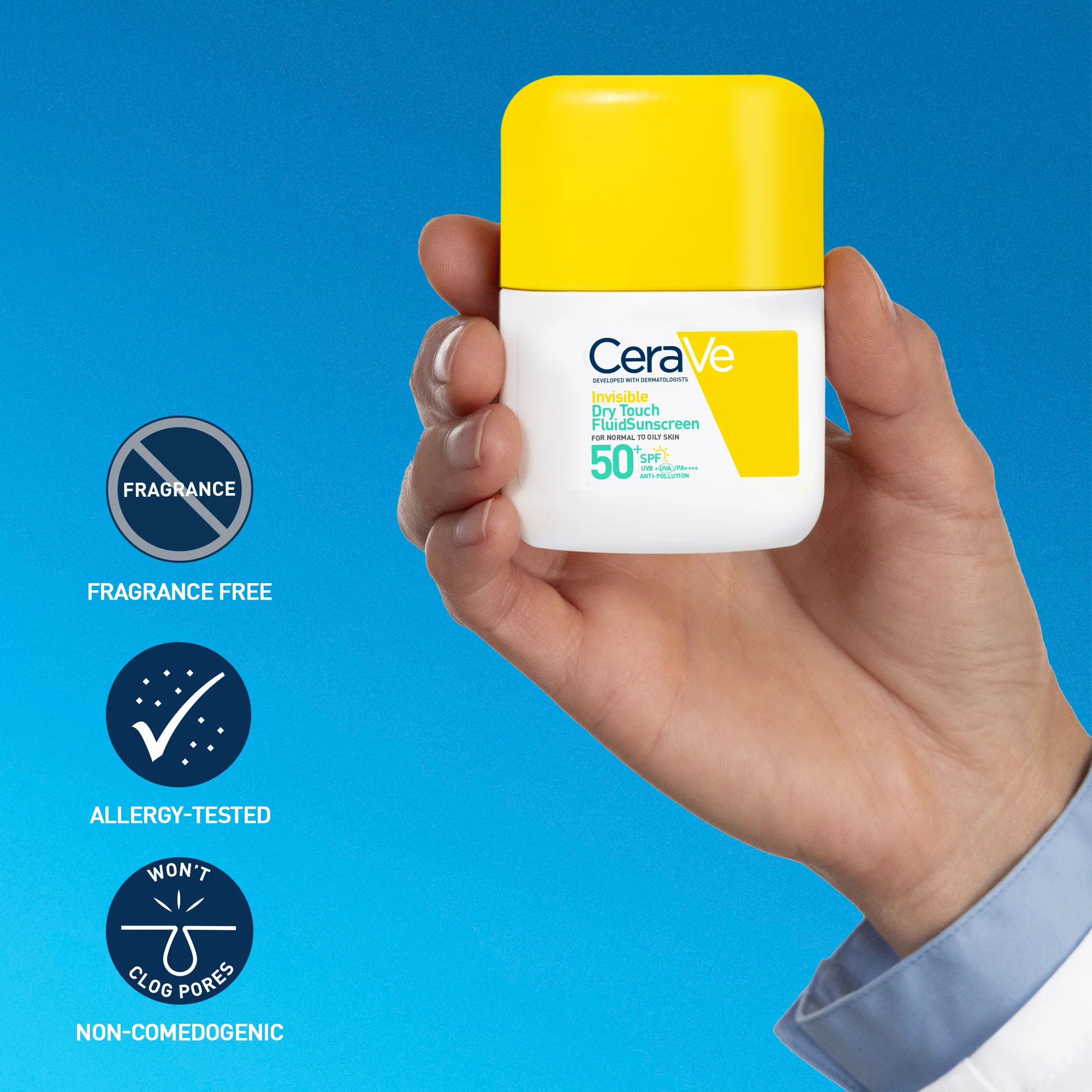 Cerave Fluide Invisible Toucher Sec SPF50+ | Peau Normale à grasses | Tendance acnéique | 50ml - Image 5