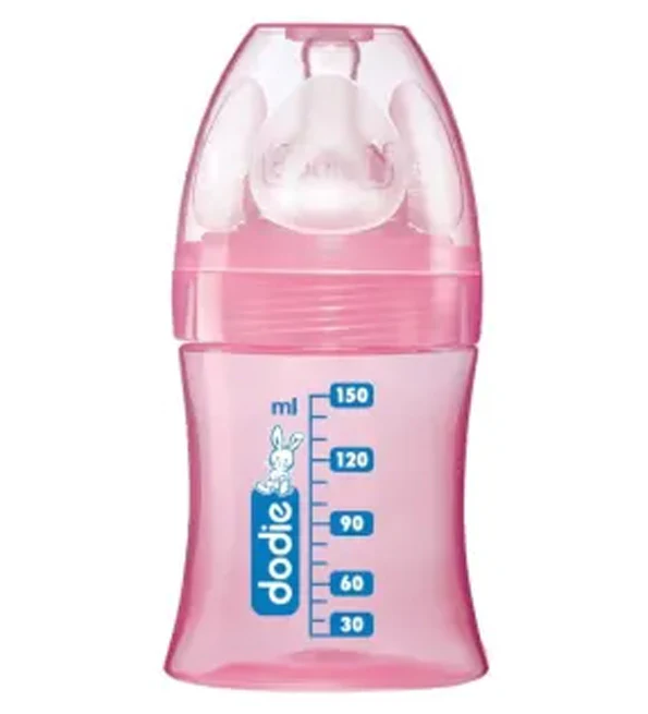 Dodie – Biberon Anticolique Tétine débit 1 Rose – 150 ml