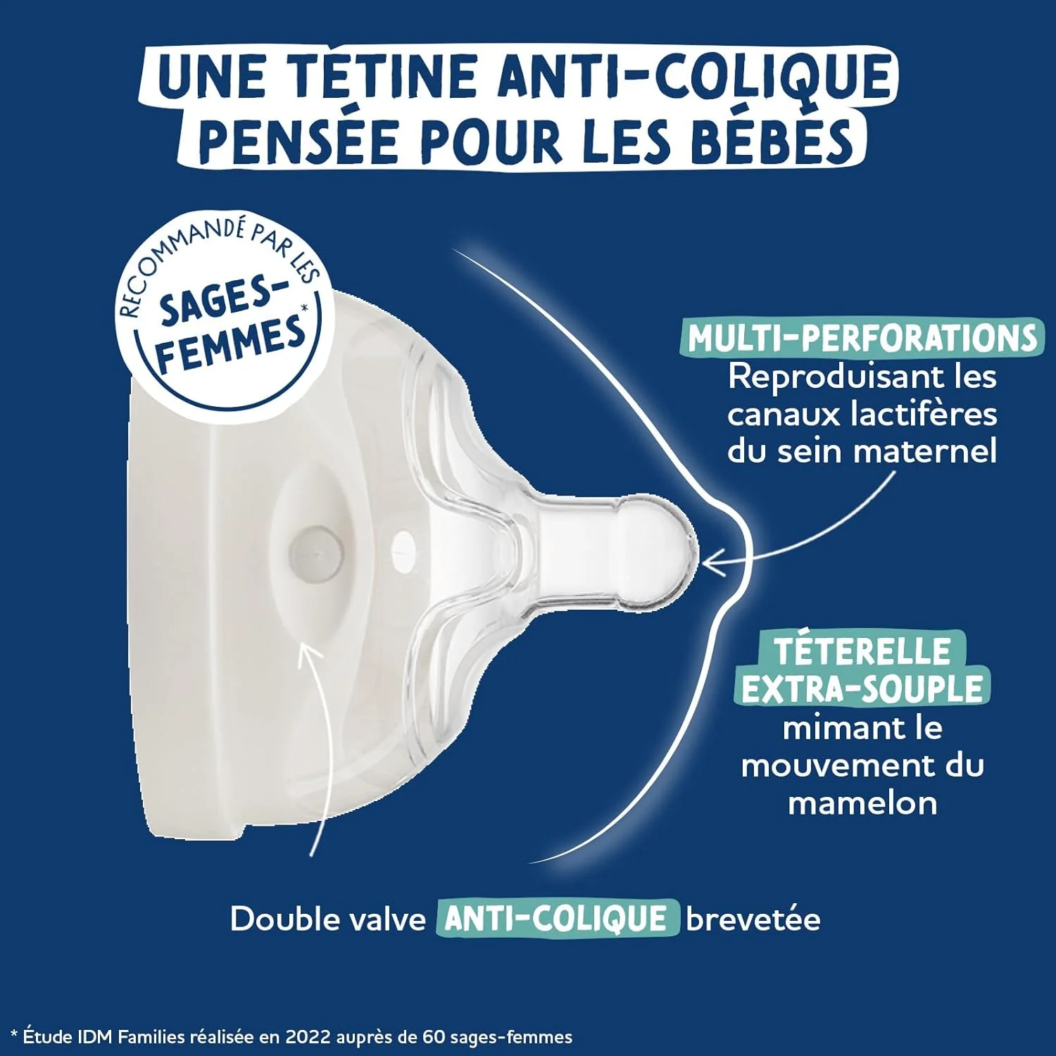 Dodie Biomimétisme Tétine multi perforée anti-colique 0-6 mois débit 1 - Image 2