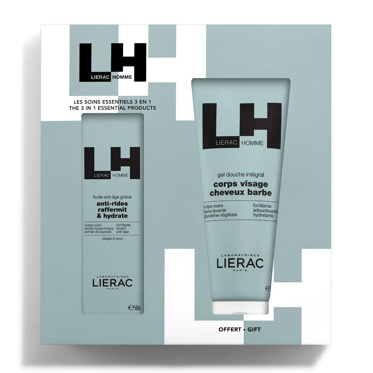 Lierac Coffret Homme Fluide Anti-Âge + gel douche intégral 200ml offert - Image 2