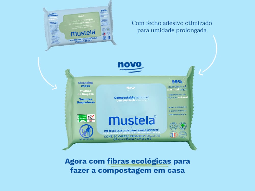 Mustela lingettes de coton bio à l'eau certifiées bio x60 - Image 2