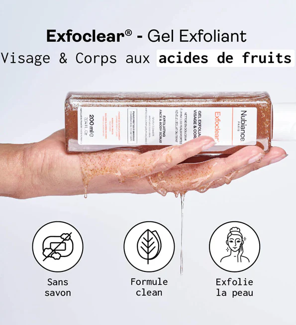 Nubiance Exfoclear Gel Exfoliant Gommage Visage & Corps Aux AHA 200ml - Image 2