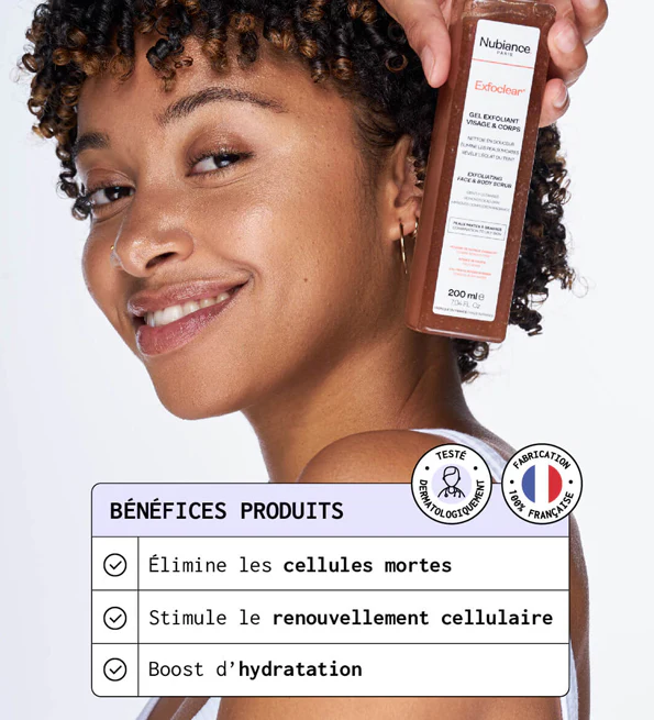Nubiance Exfoclear Gel Exfoliant Gommage Visage & Corps Aux AHA 200ml - Image 4