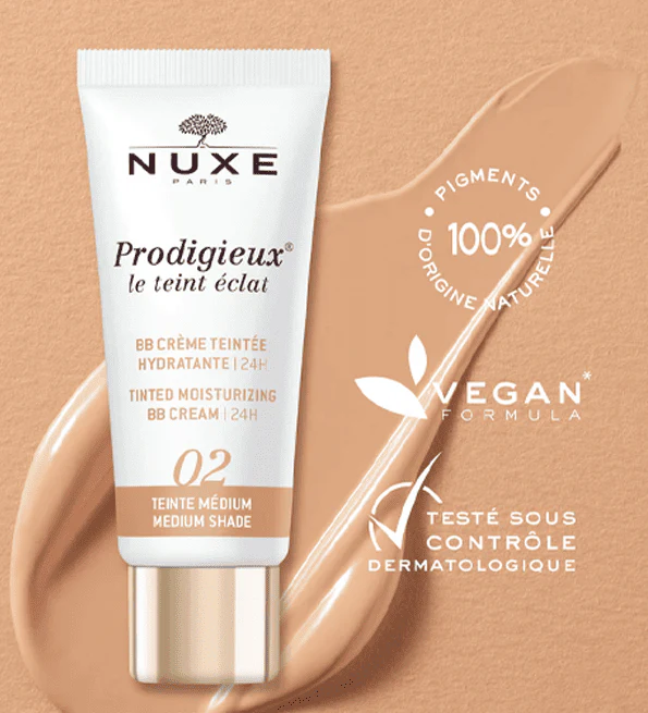 NUXE PRODIGIEUX LE TEINT ECLAT 02 BB CREME HYDRATANTE MEDIUM 30 ML - Image 2