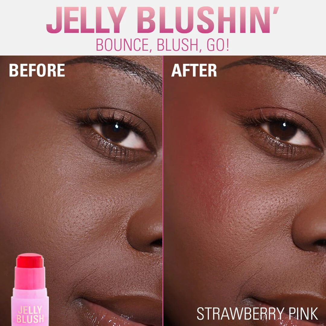Revolution Jelly Blush Stick Lip and Cheek Stain Strawberry Pink - Image 3