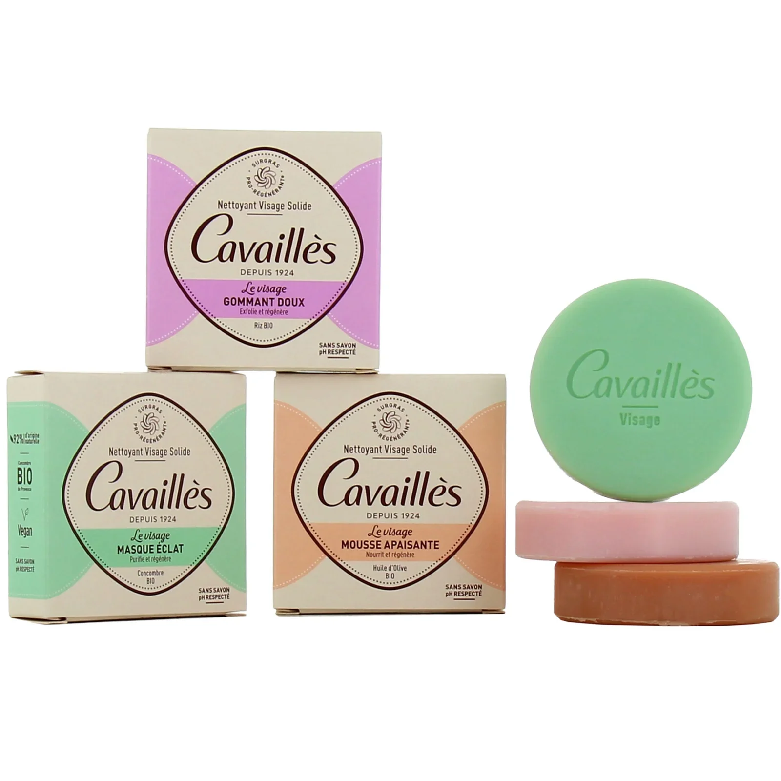 CAVAILLES Ma Routine Solide Visage – Mousse Apaisante + Gommant Doux + Masque Éclat - Image 3