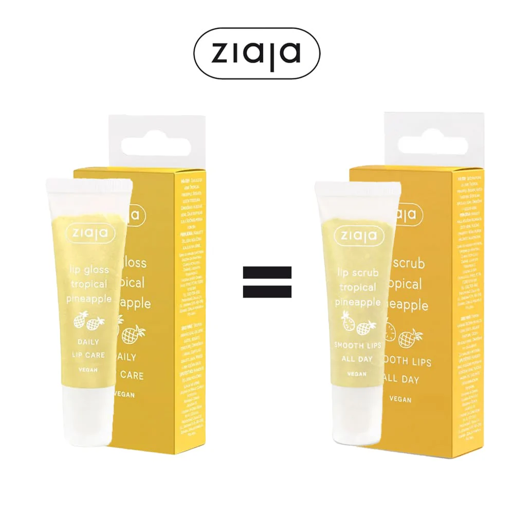 Ziaja Tropical D'Ananas Lip Gloss 12ml = Gommage À Lèvres d'ananas Offert - Image 2